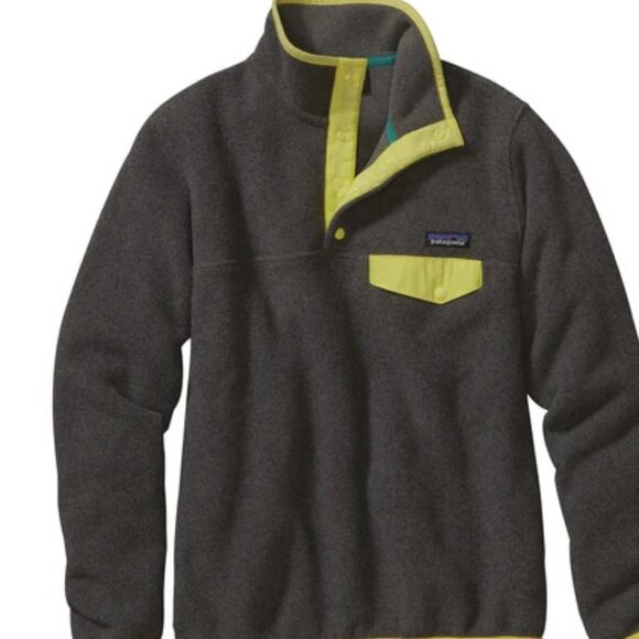 Patagonia Sweaters - PATAGONIA Women's Lightweight Synchilla® Snap-T Pullover Gray Chartreuse Small